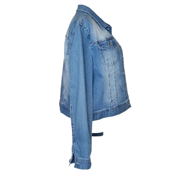 D.Jeans classic fit denim jacket light wash pockets button front sz xl nwt - Picture 5 of 16